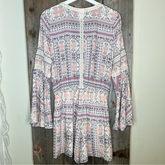L*Space Lovestruck Rimini Romper Bell Sleeve in Cream Multi Size Large - Picture 7 of 13
